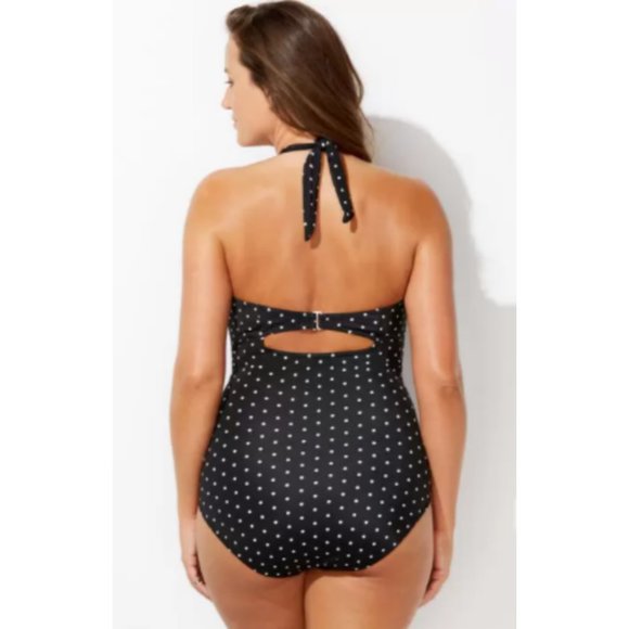 Plus Size Polka Dot Underwire Maillot - Picture 2 of 16